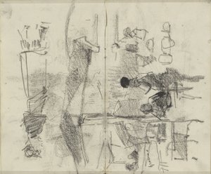 Figurák, esetleg egy piacon vagy egy létesítményben alkotó: George Hendrik Breitner