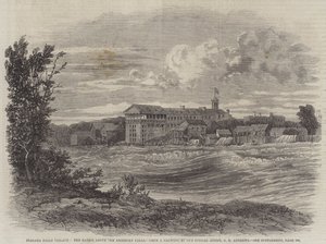 Niagara Falls Village, a Rapids az American Falls felett alkotó: George Henry Andrews
