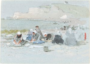 Mosók a tengerparton Etretatban alkotó: George Henry Boughton