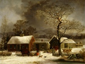 Téli jelenet New Havenben, Connecticut államban alkotó: George Henry Durrie