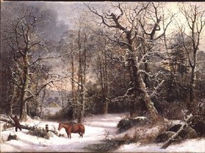 Woodsman télen alkotó: George Henry Durrie