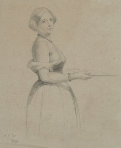 Fiatal nő portréja, 1856 (grafit, barna vászonpapír)