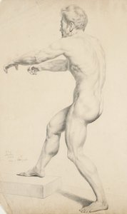 Cím nélkül – Litográfiáról másolt férfi akt, 1842 (grafit szőtt papíron)
