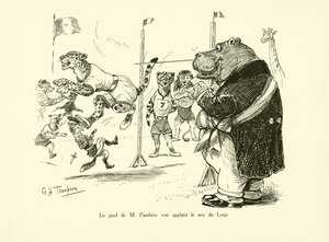Párduc úr lába ellapította a Farkas orrát (litográfia) alkotó: George Henry Thompson