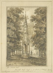 Bristol High Cross, ahogyan College Greenben állt 1763-ban (ceruza és akvarell papíron) alkotó: George Holmes