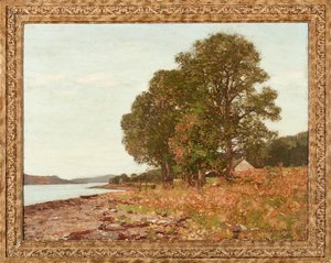 A tó szélén, ősz (olaj, vászon) alkotó: George Houston