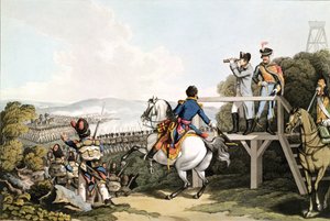 Bonaparte (1769-1821) Közvetlenül repülése előtt, Birodalmi gárdája támadását nézi, Waterloo, 1815. június 18., metszet: Matthew Dubourg (fl.1813-20) alkotó: George Hum