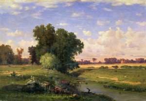 Hackensack Meadows, naplemente, 1859 alkotó: George Inness