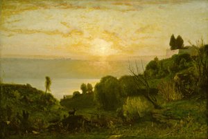 Az Albano-tó, naplemente alkotó: George Inness
