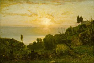 Albano-tó, naplemente, kb. 1874. alkotó: George Inness