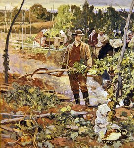 The Gleaners (ceruza és akvarell papíron) alkotó: George John Pinwell