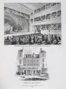 A Little Theatre, a londoni Haymarket és a The Front of the Above belseje, James Stow (kb. 1770-1820) metszete, 1815 alkotó: George Jones