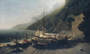 Kilátás Amalfinál, a Salerno-öbölben, 1857.