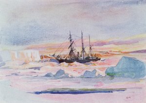 Aurora Australis, illusztráció az Antarktisz szíve: A Nimród-expedíció a Déli-sarkra című művéből, Sir Ernest Shackleton (1874-1922)