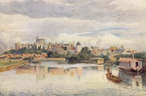 Windsor a folyó felől (színes litográfia)