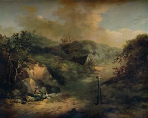 Egy domboldal csavargókkal, c1793 alkotó: George Morland