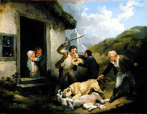 Kutyaharc (olaj, vászon) alkotó: George Morland