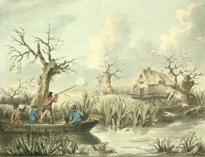 Kacsalövészet, Thomas Rowlandson (1756-1827) metszet, pub. J. Harris, 1789 (színes rézkarc) (lásd még: 125725-27) alkotó: George Morland