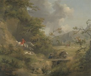 Rókavadászat dombos vidéken (olaj, vászon) alkotó: George Morland