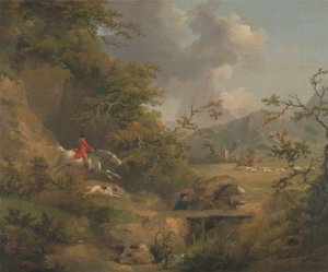 Rókavadászat dombos vidéken alkotó: George Morland