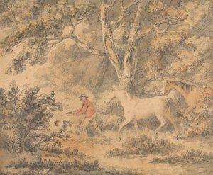 Táj lovakkal, farmerrel és kutyával alkotó: George Morland