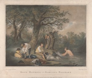 Négyes készlet: Fiúk fürdőzése alkotó: George Morland