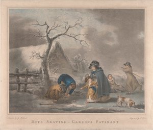 Négyes készlet: Boys Skating alkotó: George Morland
