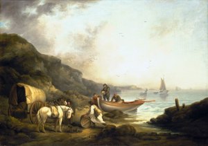 Csempészforgalom a tengerparton. Olaj, vászon, 19. század eleje, George Morland (1763-1804) alkotása. alkotó: George Morland