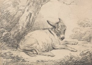 Tanulmány egy szamárról a fa alatt alkotó: George Morland