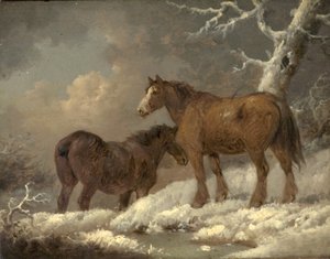 Két ló a hóban alkotó: George Morland