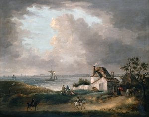 Weymouth-öböl távoli kilátással a kikötőre és a Portland Billre alkotó: George Morland