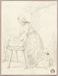 Nő mosás ruhát alkotó: George Morland
