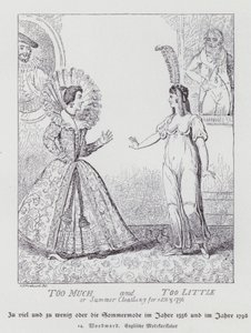 Túl sok és túl kevés, nyári ruhák 1556-ra és 1796-ra (litho) alkotó: George Moutard (after) Woodward