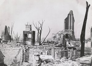 A Chicago Historical Society épületének romjai a nagy chicagói tűzvész után, 1871