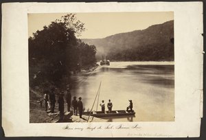 [Gőzhajó halad át a Tennessee folyó The Suck szakaszán, hat mérfölddel Chattanooga alatt] alkotó: George N. Barnard