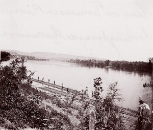 Kilátás a Tennessee folyóra nézve Chattanooga felé, kb. 1864. alkotó: George N. Barnard