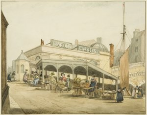 Az Oyster női fészer a Bristol Bridge-nél (ceruza és akvarell papíron)