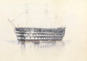 A HMS "Queen" tanulmánya Máltán, 1852. március 3.