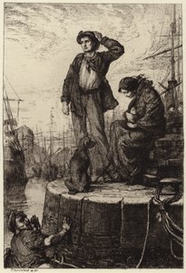 Fiatal emigráns család vár a dokkban alkotó: George Percy Jacomb-Hood