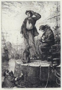 Emigránsok Liverpoolban (rézkarc) alkotó: George Percy Jacomb-Hood