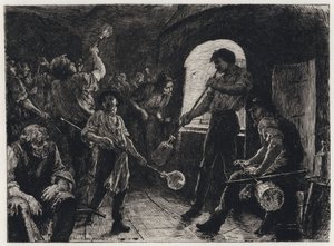 Üvegfúvás (maratás) alkotó: George Percy Jacomb-Hood