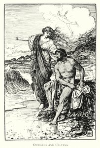 Odüsszea: Odüsszeusz és Calypso (metszet)