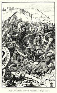 Az Iliász: Harc Patroklos teste körül (metszet) alkotó: George Percy Jacomb-Hood