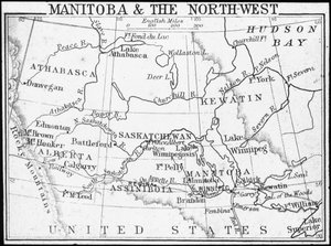 Manitoba és északnyugati térképe, Kanada, c1893
