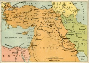 Térkép a mezopotámiai expedíció illusztrálására, 1919.