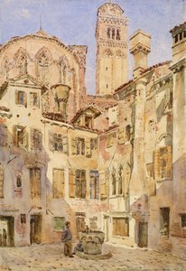A Frari-templom, Velence, a Campiello San Rocco-ból, 1854