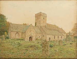 A Szent Illtyd-templom kettős temploma Llantwit Majorban, Glamorganshire (akvarell) alkotó: George Price Boyce