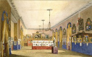 Kiállítás az oxfordi régi városházán, 1854 (akvarell és testfesték ceruzával, merev papíron, eredeti állványra fektetve)