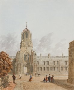Tom Tower, Christ Church a Pembroke Square-ről, Oxford, 1849 (tinta és WC papíron)