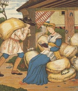 A hercegnő a Rumpelstiltskinből olvas (színes litográfia)
